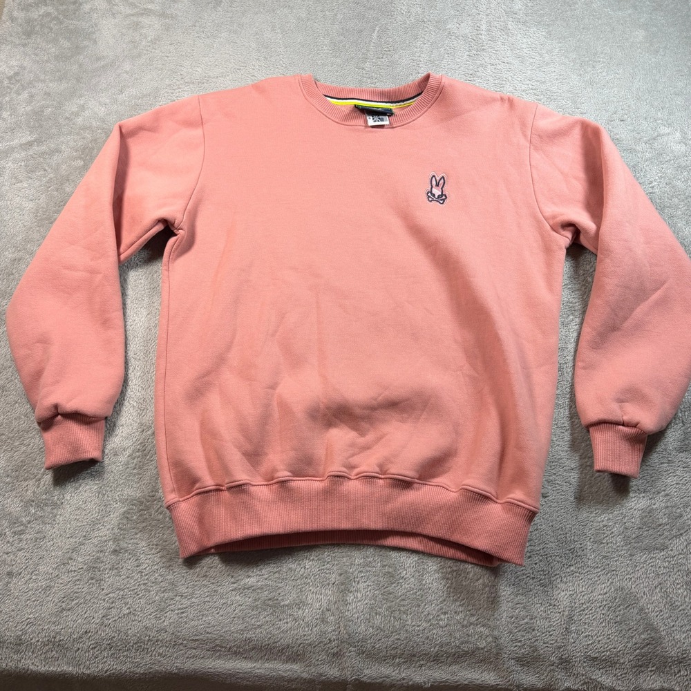 Psycho Bunny Sweatshirt Mens 6 Pink Pima Cotton Crewneck Pullover Quietluxury